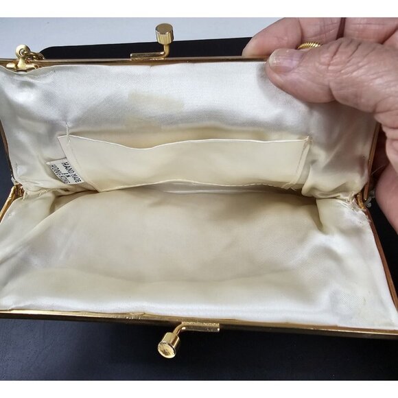 Beaded Clutch Purse Evening Bag Hand Made in Hong Kong MCM Sequin Ivory 7"x4.5" - Picture 6 of 9